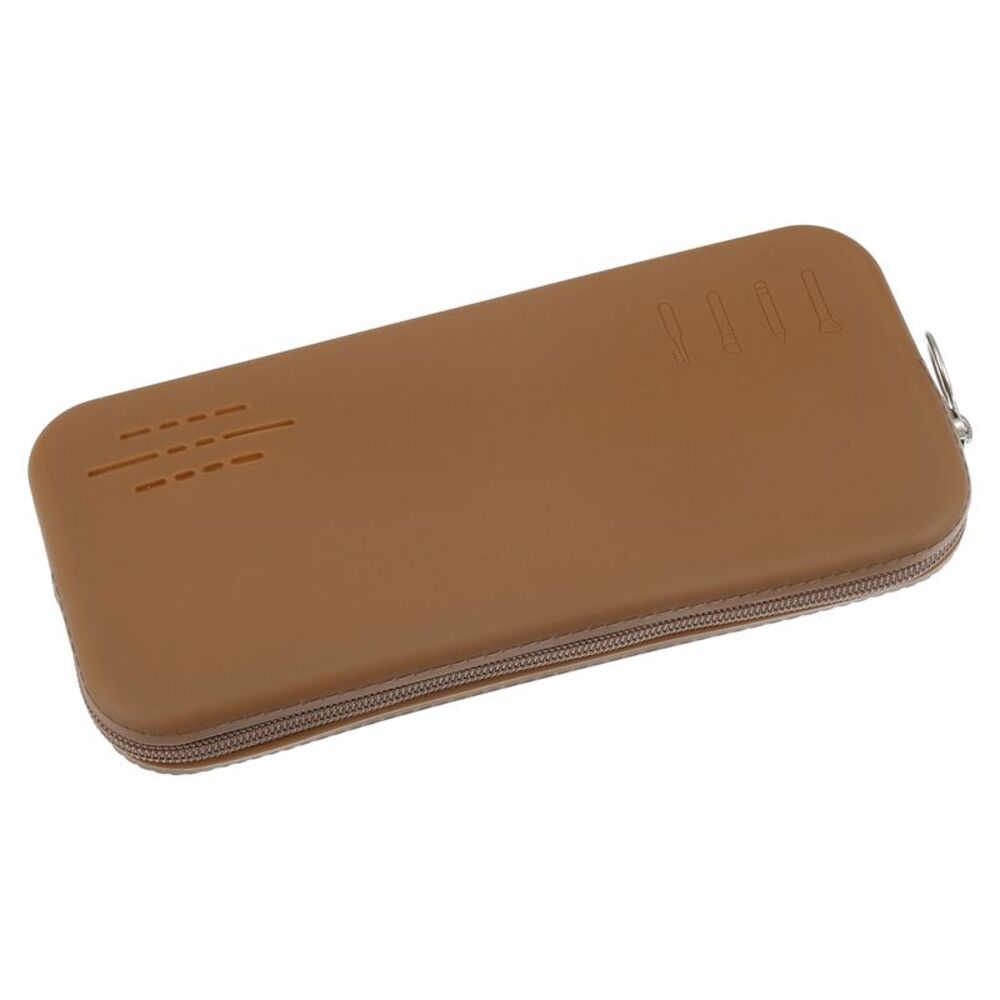 Silicone Portable Travel Makeup Brush Organizer Bag Cosmetic Case Brown